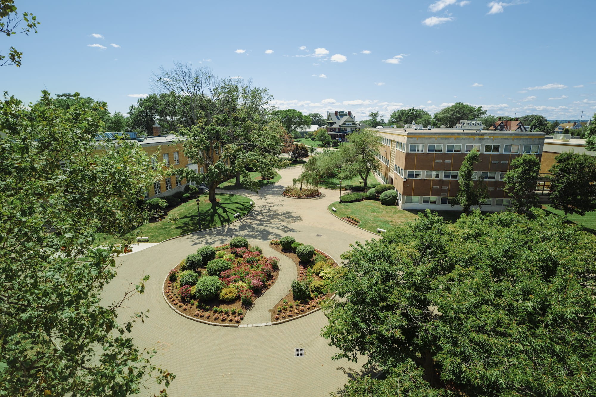 Drone image of University of Bridgeport’s campus.
