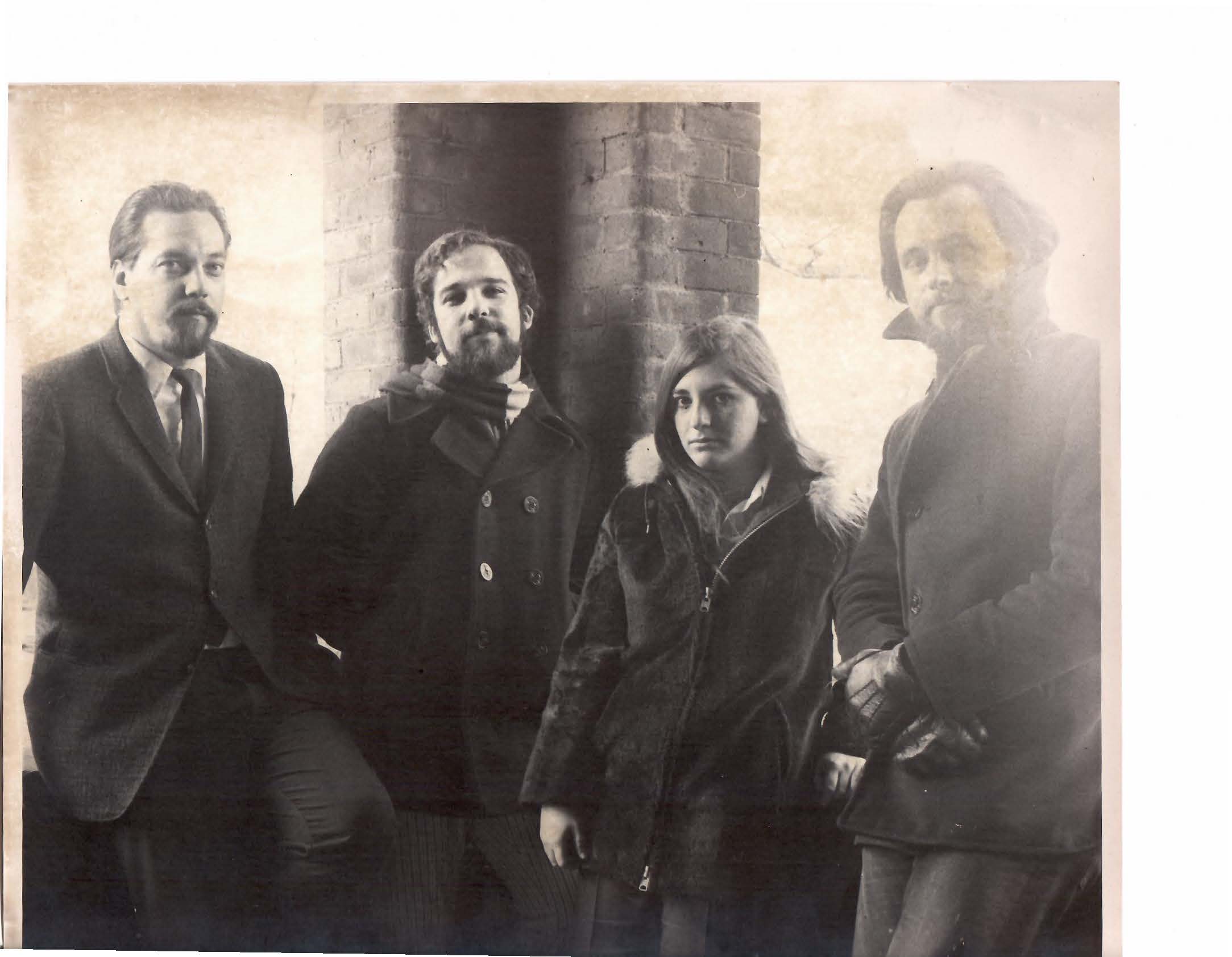 Dick Allen posing with fellow poetry students at UB in the 1970s.