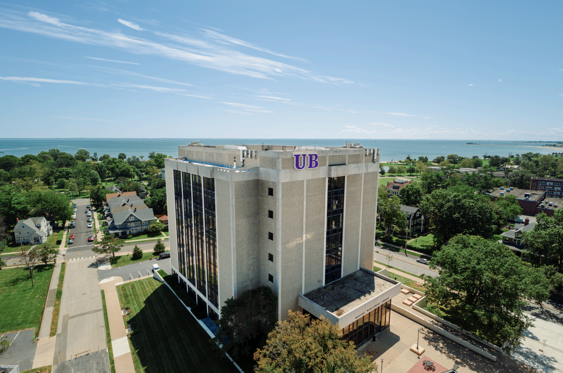 aerial view of UB's campus